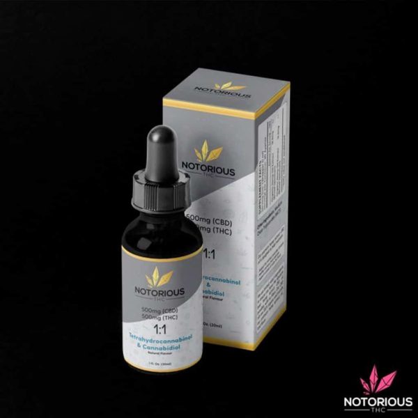 Notorious Tincture - 1:1 THC 500mg + CBD 500mg - 1000mg