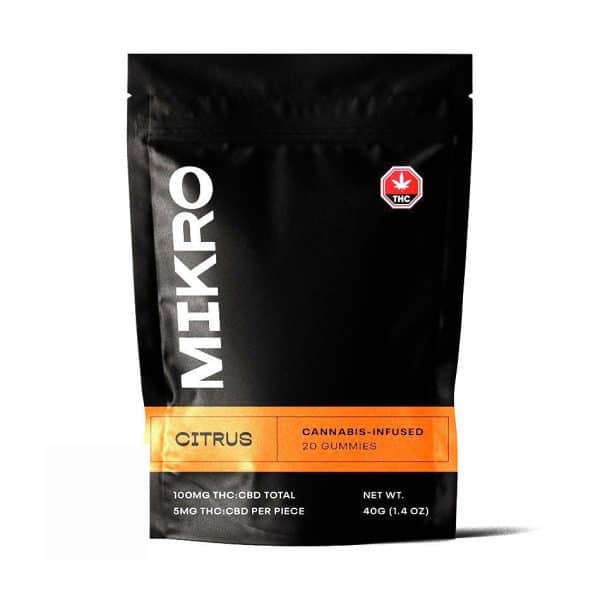 Citrus 1:1 THC:CBD Gummies By Mikro (50MG THC: 50MG CBD) 100MG Total