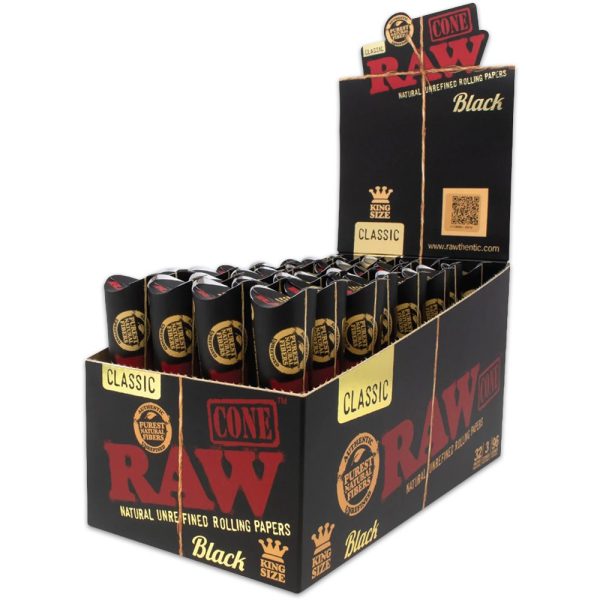 RAW - Pre Rolled Cones - Black - King Size - 3ct