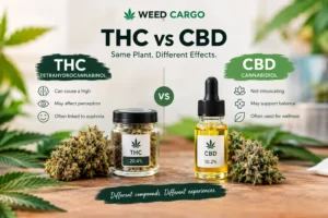 Comparison of THC and CBD showing their differences and effects